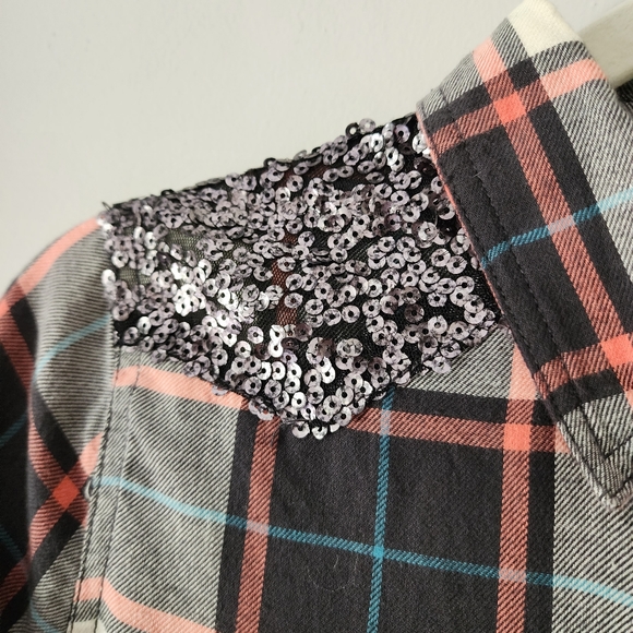 Harley Davidson Sequins Plaid Flannel‎ Long Sleeve Shirt Size Medium - Picture 5 of 12
